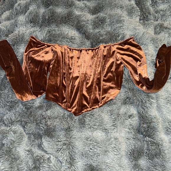 Velvet Bardot corset crop top - Picture 2 of 4